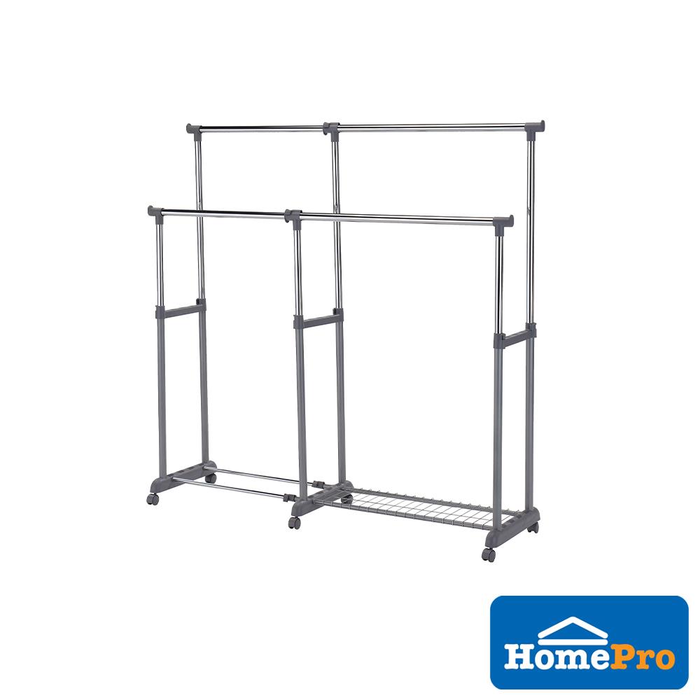 HOMEPRO CLOTH RACK DOUBLE ADJUSTABLE WITH NETTING FGHD3102N W103169XD44XH92160 CM BLACK