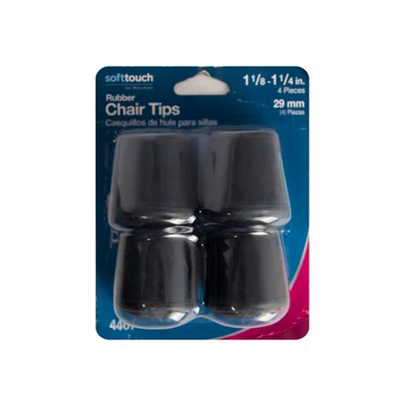 RUBBER CHAIR LEG TIP SOFT TOUCH ROUND 1-1/8IN BLACK 4EA