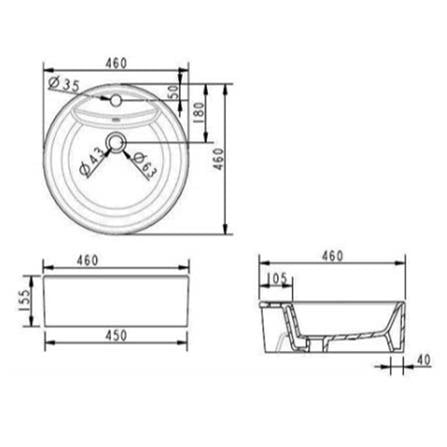 SERICITE ABOVE COUNTER WASHBASIN WB2053 WHITE