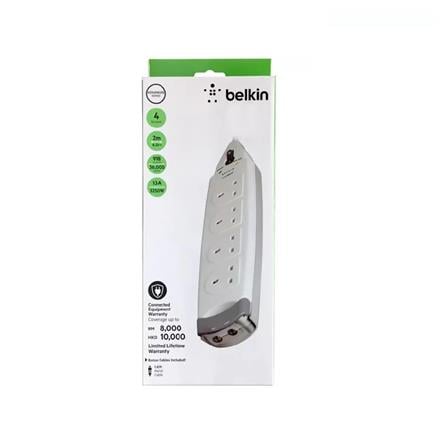 BELKIN TRAILING SOCKET WITH TELEPHONE & SURGE PROTECTOR 4 GANGS F9H410SA