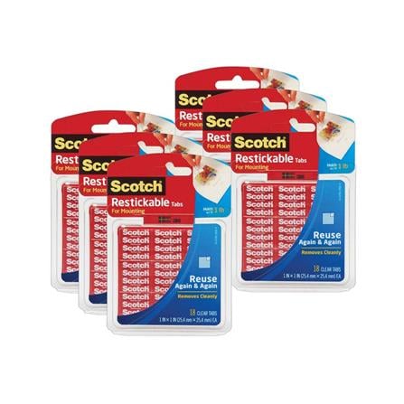 SCOTCH RE-USABLE TABS 1X1IN 18 SQUARES