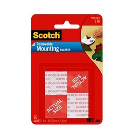 SCOTCH REMOVABLE MOUNTING SQ 1IN 16PCS
