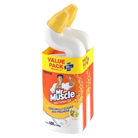 MR MUSCLE TOILET BOWL CLEANER AROMA CLEAN TWIN PACK 500ML SPARKLY LEMON