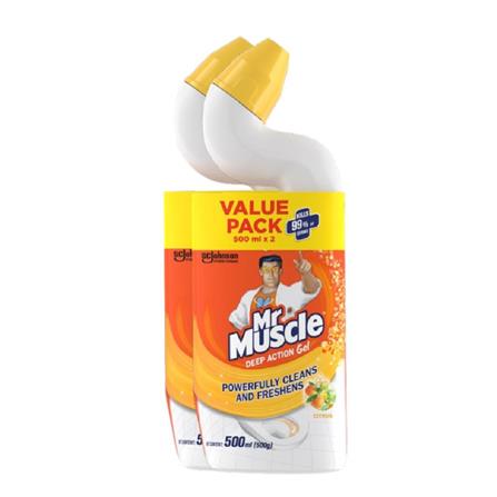 MR MUSCLE TOILET BOWL CLEANER AROMA CLEAN TWIN PACK 500ML SPARKLY LEMON