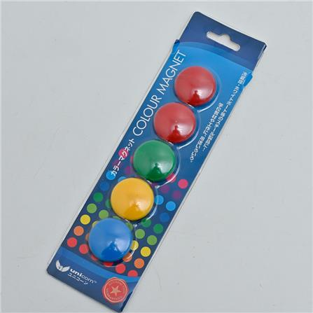UNICORN ROUND MAGNETIC BUTTON 30MM MIX COLOUR 5PCS