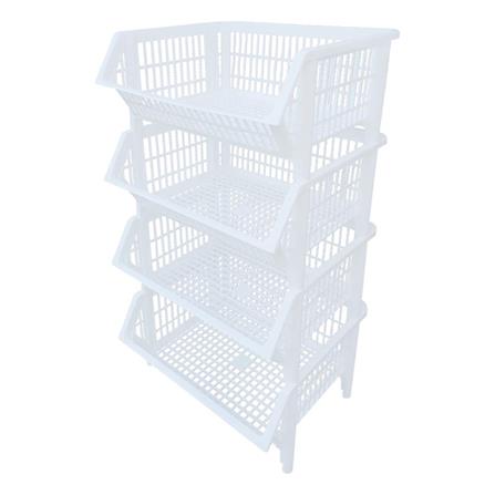 CLOTH BASKET SQUARE WITHOUT LID WITHOUT WHEEL 4TIER BK-134 WHITE