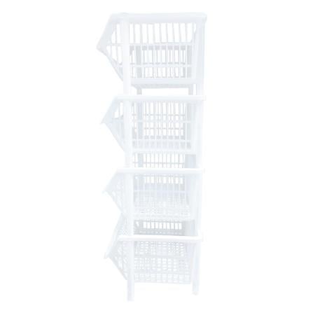 CLOTH BASKET SQUARE WITHOUT LID WITHOUT WHEEL 4TIER BK-134 WHITE