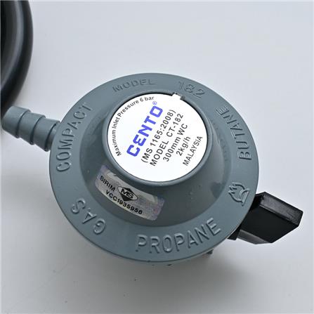 CENTO LPG REGULATOR SET WITH 2 CLIP 1.2M BLACK HOSE