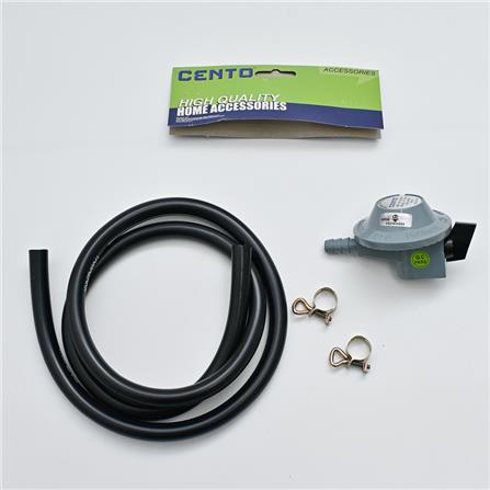 CENTO LPG REGULATOR SET WITH 2 CLIP 1.2M BLACK HOSE