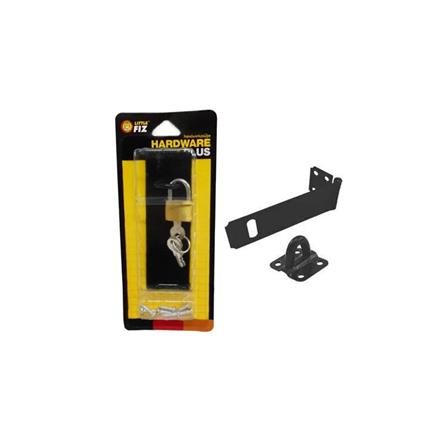LITTLE FIZ METAL HASP & STAPLE 4 INCH WITH PADLOCK 11076