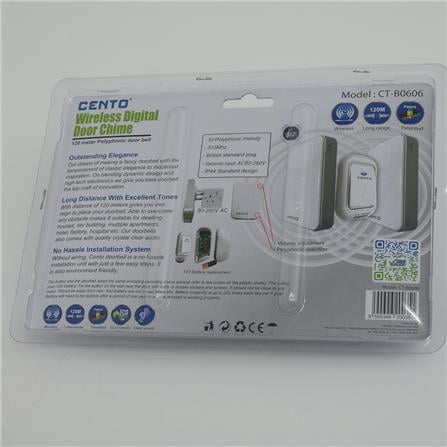 CENTO CHIME WIRELESS DOORBELL DUAL RECEIVER CT-B0606