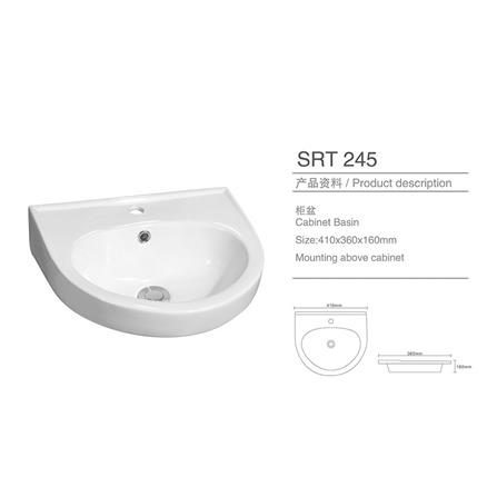 SORENTO WASHBASIN WALL HUNG SRTWB245 WHITE