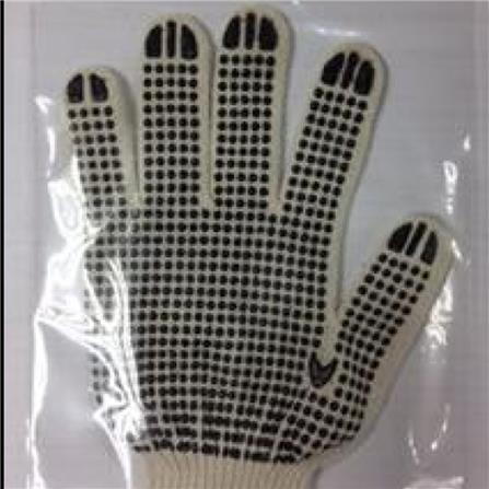 LOCKFLEX COTTON KNIT HAND GLOVES WITH BLACK PVC DOTS
