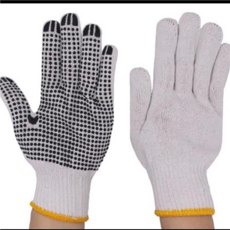 LOCKFLEX COTTON KNIT HAND GLOVES WITH BLACK PVC DOTS