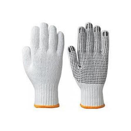LOCKFLEX COTTON KNIT HAND GLOVES WITH BLACK PVC DOTS