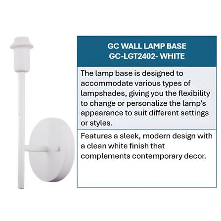 GC WALL LAMP BASE GC-LGT2402-WHITE