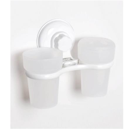 WSP TOOTHBRUSH HOLDER +SUCTION TUMBLER BA-2029 (H12.50XW17XD8 CM) WHITE