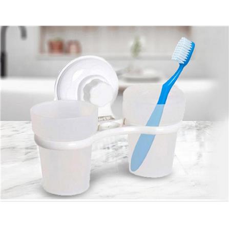 WSP TOOTHBRUSH HOLDER +SUCTION TUMBLER BA-2029 (H12.50XW17XD8 CM) WHITE