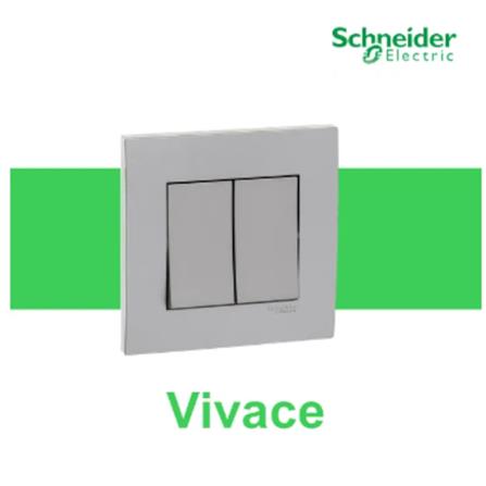 SCHNEIDER VIVACE 16AX 250V 2 GANG 2 WAY SWITCH ALUMINIUM SILVER KB32_G11
