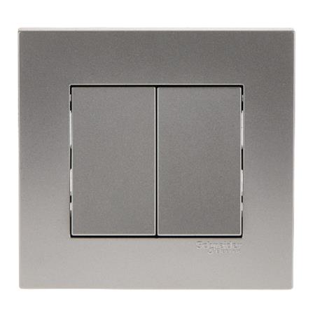 SCHNEIDER VIVACE 16AX 250V 2 GANG 2 WAY SWITCH ALUMINIUM SILVER KB32_G11