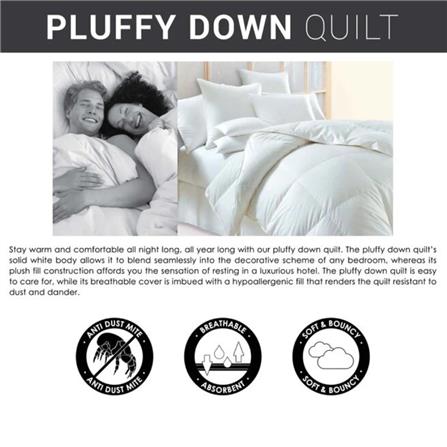 JEAN PERRY PLUFFY DOWN QUILT SINGLE SIZE WHITE