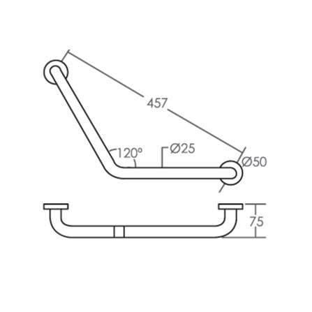 SORENTO SAFETY GRAB BAR STAINLESS STEEL SRT393-18 W48XW16XD7 CM SILVER
