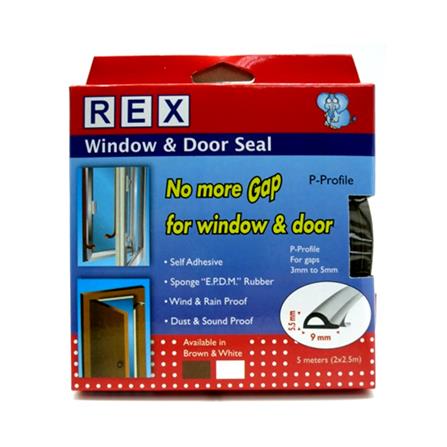 REX P-PROFILE DOOR GAP SEAL 5 METER WHITE