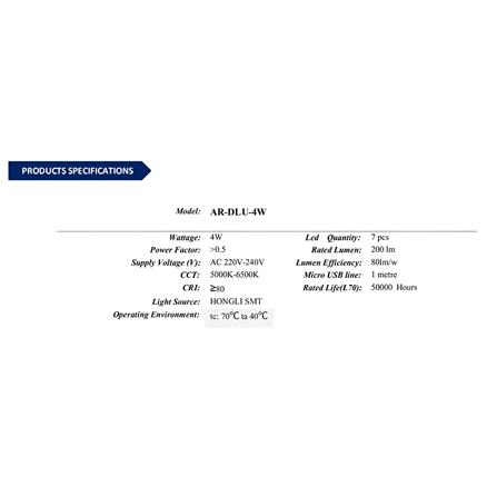 AREX DESK LAMP LED AR-DLU-4W W9XD15.8XH24 CM WHITE