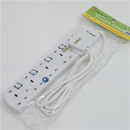 ACEBELL TRAILING SOCKET 5 GANG 2 METERS WHITE