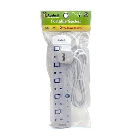ACEBELL TRAILING SOCKET 5 GANG 2 METERS WHITE