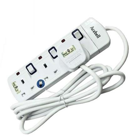 ACEBELL TRAILING SOCKET 3 GANG 2 METERS WHITE