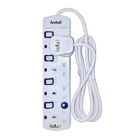 ACEBELL TRAILING SOCKET 4 GANG 2 METERS WHITE