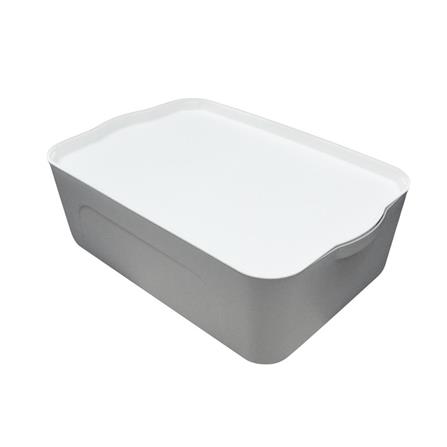 STORAGE BOX STACKO LARZE S 32X21X14CM GRAY/WHITE LID