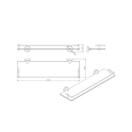 SORENTO GLASS SHELF 1 TIER SRT2305-HP W50XD15XH5 CM