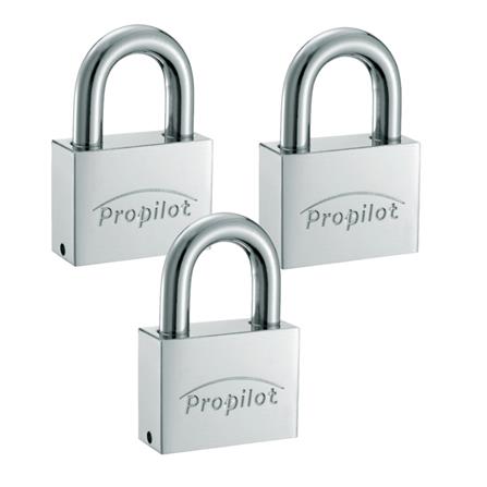 PROPILOT KEYED ALIKE PADLOCK SET PCL40MM CHROME 3 EACH