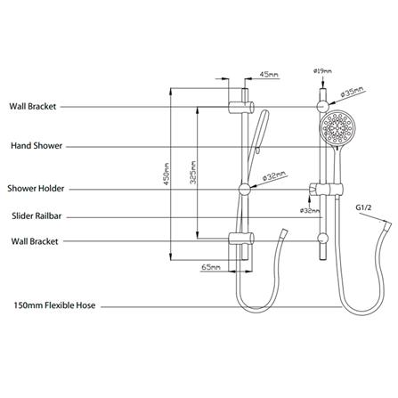 ELBA SHOWER HEATER NON PUMP WITH HAND SHOWER EWH-G3661 MATT BLACK