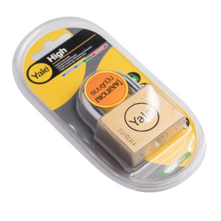 YALE 50MM PADLOCK BD50 POLISHED BRASS