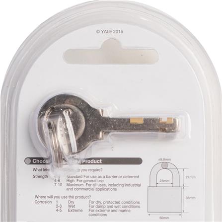YALE 50MM PADLOCK BD50 POLISHED BRASS