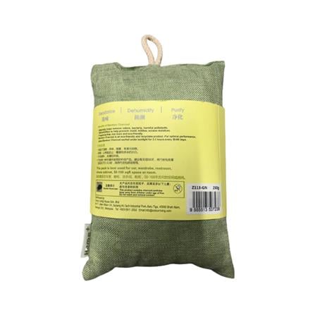 HOME+ BAMMBOO CHARCOAL SACHET WITH STRING 250G GREEN