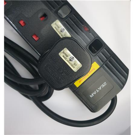 4G2M TRAILING SOCKET WITH NEON & SURGE BLK ZS814N-2M ZEATAR