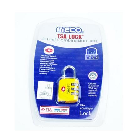 MECO TSA 3-DIGIT DIAL LUGGAGE PADLOCK M533Y YELLOW