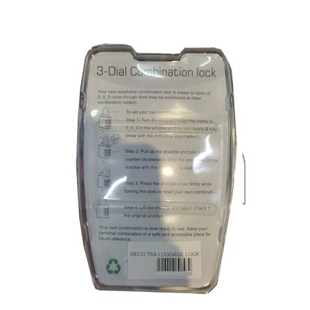 MECO TSA 3-DIGIT DIAL LUGGAGE PADLOCK M533Y YELLOW