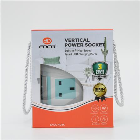 8GANG 2M+4USB VRTL SCKT BLUE 4U8KBU ENCO