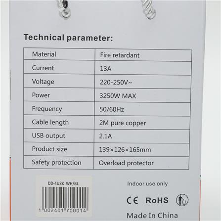 8GANG 2M+4USB VRTL SCKT BLUE 4U8KBU ENCO