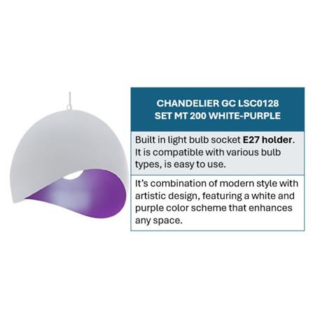 CHANDELIER  LSC0128 SET WH PP GC METAL WHITE/PURPLE