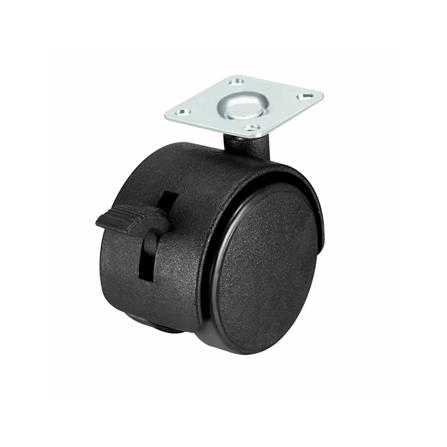 AVIO TWIN WHEEL CASTER + STOPPER 50MM 4PCS EACH BLACK