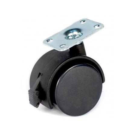 AVIO TWIN WHEEL CASTER + STOPPER 50MM 4PCS EACH BLACK