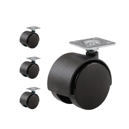 AVIO TWIN WHEEL CASTER FLAT P50MM 4PCS EACH BLACK