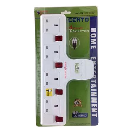 4 WAY T-ADAPTOR WITH NEON + SURGE CT-S1634 CENTO