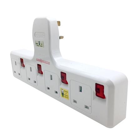 4 WAY T-ADAPTOR WITH NEON + SURGE CT-S1634 CENTO